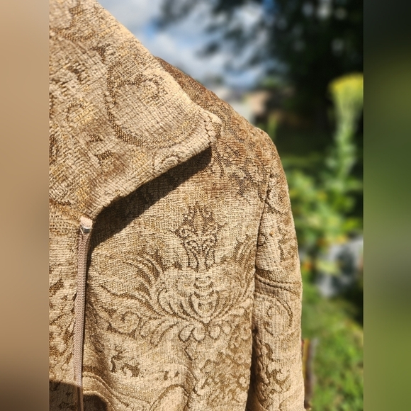 Womens Giancarlo Ferrari Vintage GOLD Jacket GYPSY Festival BOHO lined Zip - Picture 10 of 12